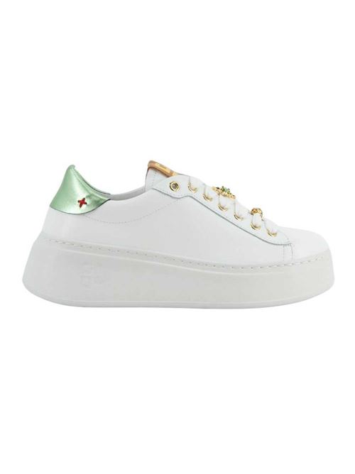 Sneaker combi mini tarta con charm rana con strass sui lacci Gio+ GIO + | PIA150A-BIANCA